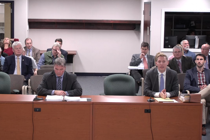 At the Public Service Commission meeting Oct. 8 areTom McGonigle of law firm Drinker Biddle, attorney for the city, left, and Michael Hoffman of law firm Tarabicos Grosso, attorney for the Lewes BPW. SOURCE: PUBLIC SERVICE COMMISSION LIVESTREAM